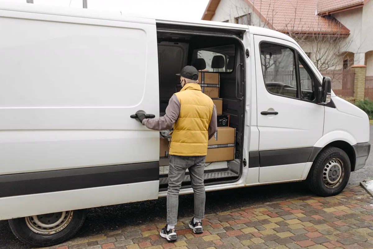Cargo van being prepared for a freight delivery
