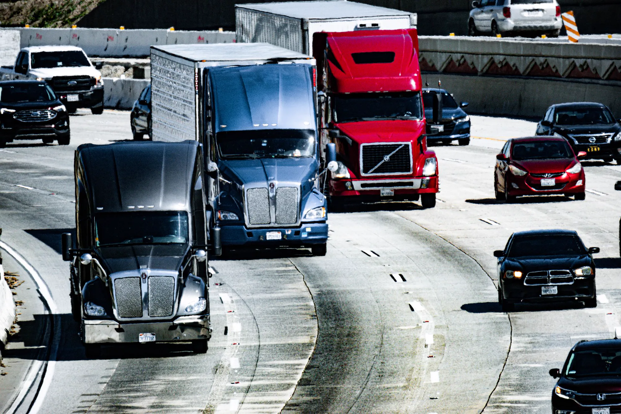 Freight truck traveling on an interstate highway